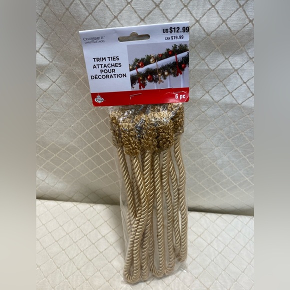 Other | Celebrate It Twisted Rope Wire Gold Trim Ties 6 Pcs | Poshmark